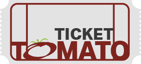 Grey rectangle representing a movie ticket. With text reading Ticket Tomato.